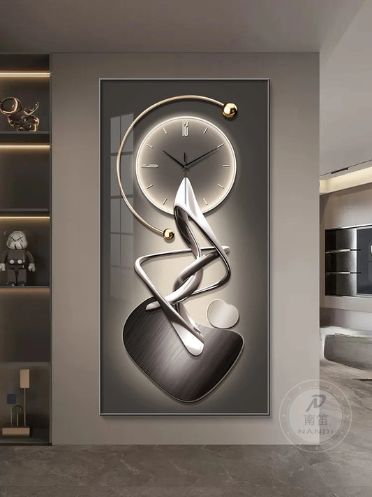 Modern Abstract Wall Clock | Silent Digital Hanging Clock for Living Room, Entrance & Corridor Wall Decoration