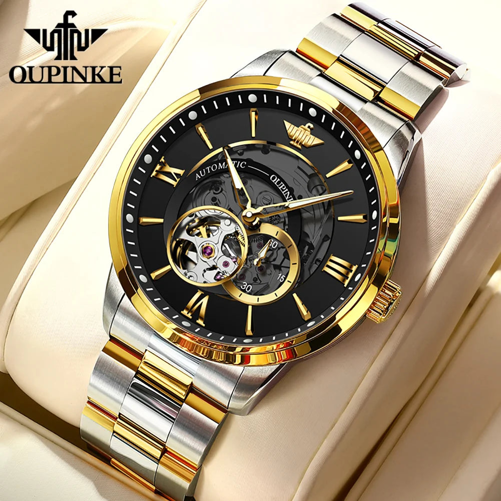 OUPINKE 3190 Hollow Automatic Mechanical Watch For Men Swiss Cerfiticate Brand Men's Watches Luxury Waterproof Man Hand Clock