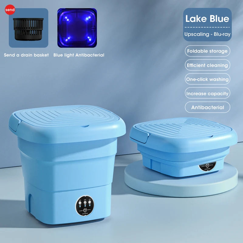 Mini Folding Washing Machine with Dryer | Portable Travel Laundry Washer for Socks & Underwear – 110V-240V (EU/US Plug)