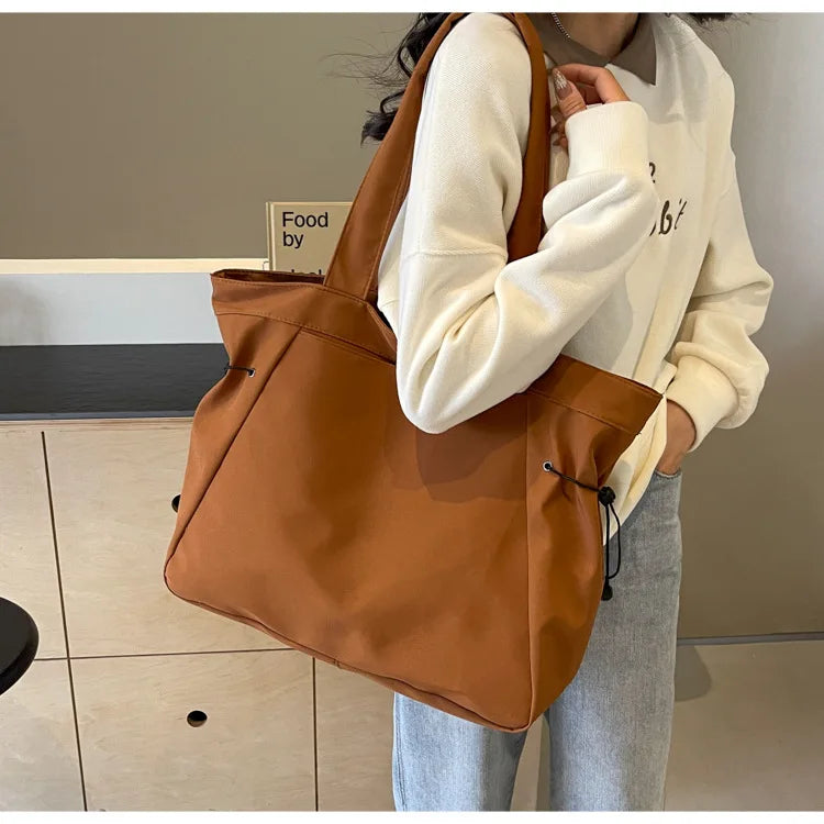 Casual Fashion Large Capacity Tote Bag Simple Travel Bag Women Large Shoulder Bag Aesthetic Handbags Drawstring Tote Handbag