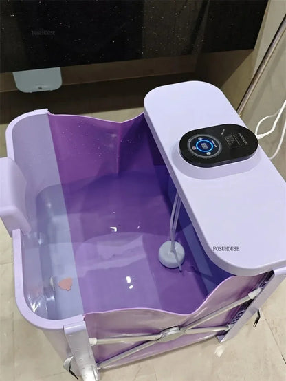 Villa Automatic Heating Folding Bath Bucket Full Body Sweat Steam Bath Barrel Constant Temperature Thickening Portable Bathtub H
