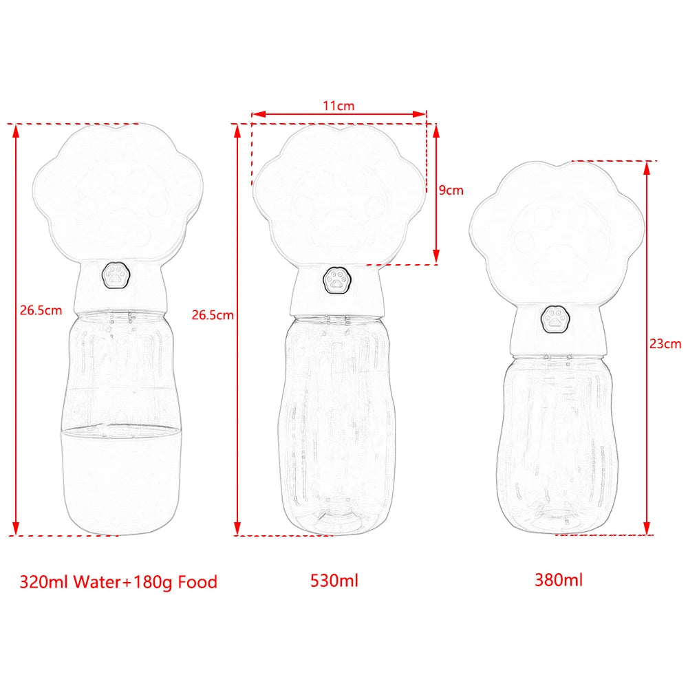 2-in-1 Portable Dog Water Bottle & Food Feeder | Leak-Proof Travel Drink Bowl for Small Dogs & Puppies