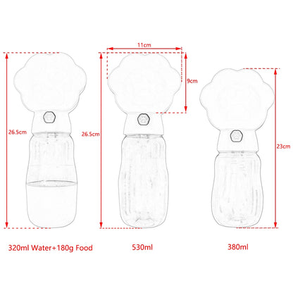 2-in-1 Portable Dog Water Bottle & Food Feeder | Leak-Proof Travel Drink Bowl for Small Dogs & Puppies