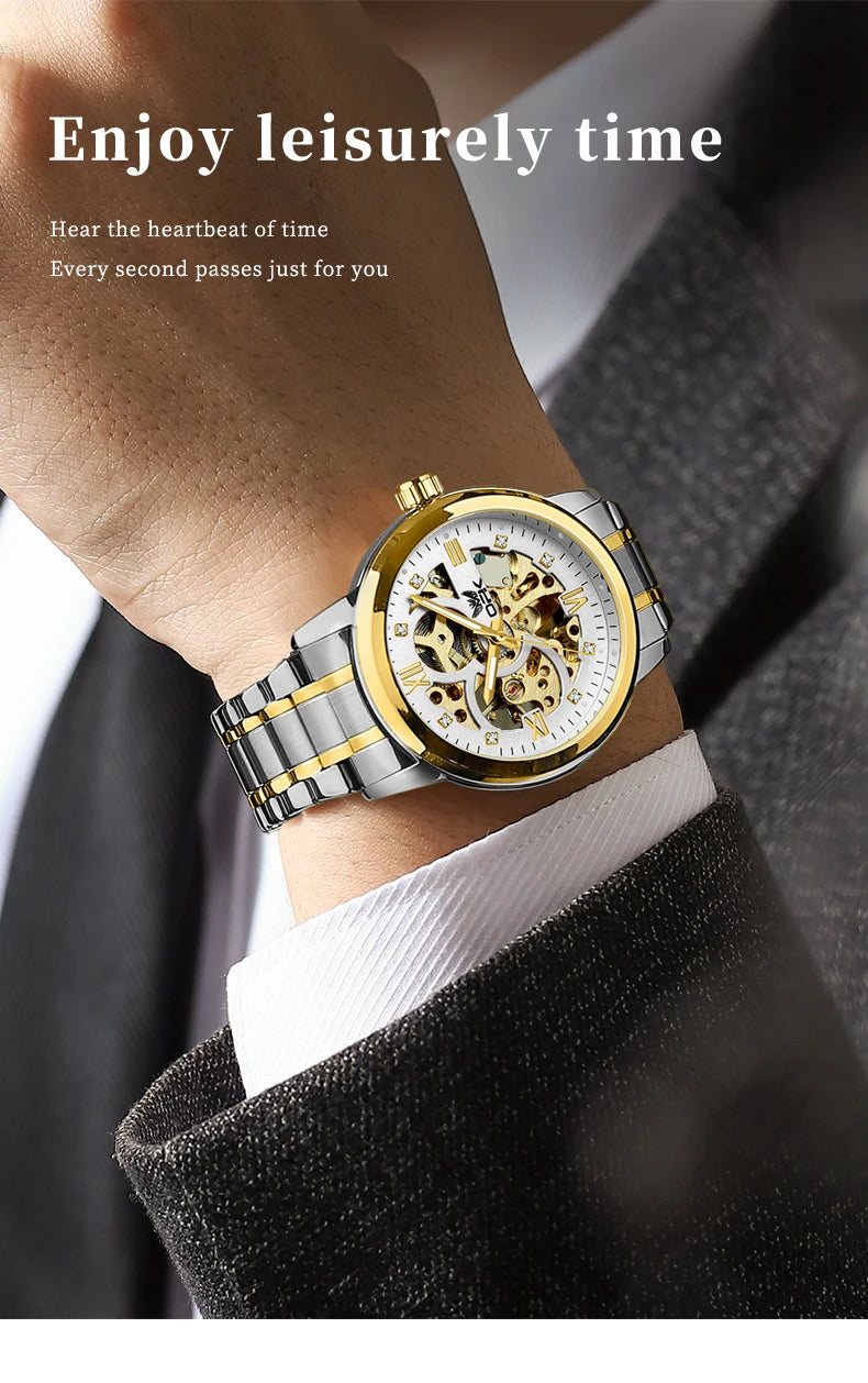 OPK 8165 Mens Watch Original Fashion Brand Luxury Watch Hollowing Watches For Men Waterproof Automatic Watch Mens Gifts Freebie