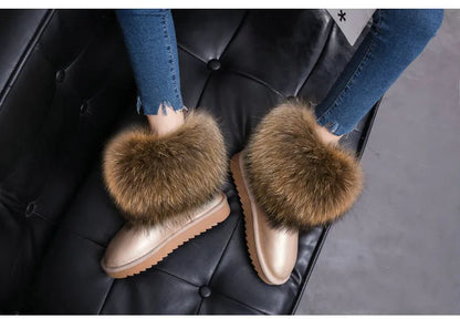 2024 Fur One Fox Hair Snow Boots Women'S Leather Low Short Tube Fashion Cowhide Snow Boots Women'S Short Boots