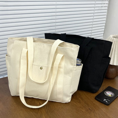 Large Capacity Canvas Tote Bags for Work Commuting Shopping Women Carrying Bag College Style Student Outfit Book Shoulder Bags