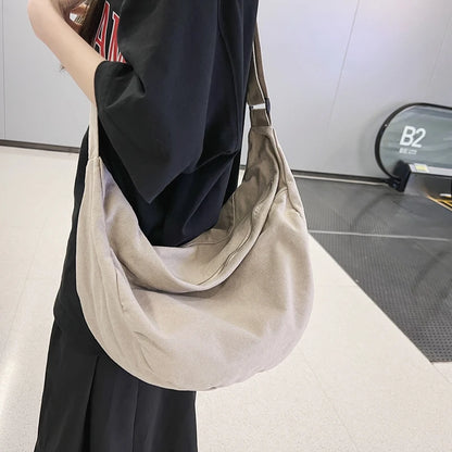 Solid Color Canvas Female Crossbody Bags For Women Large Capacity Shopping Messenger Bag Student Shoulder Bag Unisex School Bag