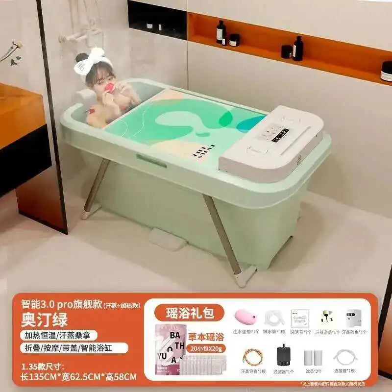 Automatic Foldable Spa Bathtub Heating Sweat Steaming Bathtub Comfortable Home Portable Bucket Adult Full Body Bath Bucket T