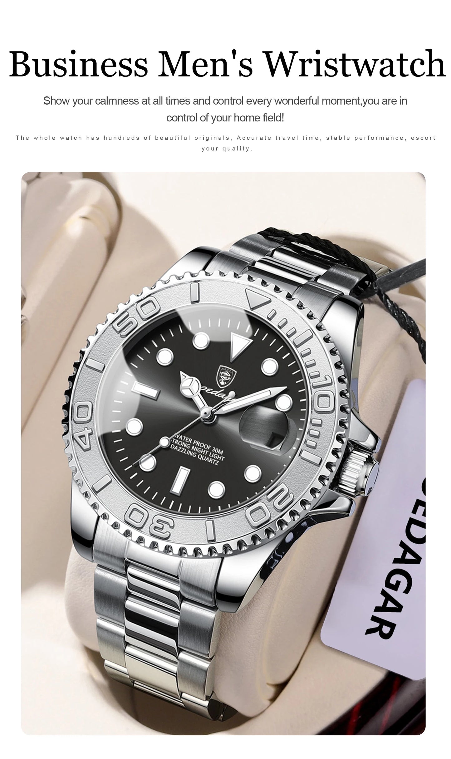 POEDAGAR Top Luxury Man Watch Waterproof Luminous Date Men Watch Stainless Steel Male Clock Sports Fashion Men's Quartz Watches