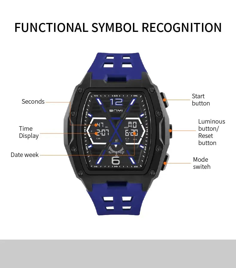 Multifunctional Sports Watches For Men Outdoor Waterproof Alarm Clock LED Digital Luminous Display Students Electronic Watch