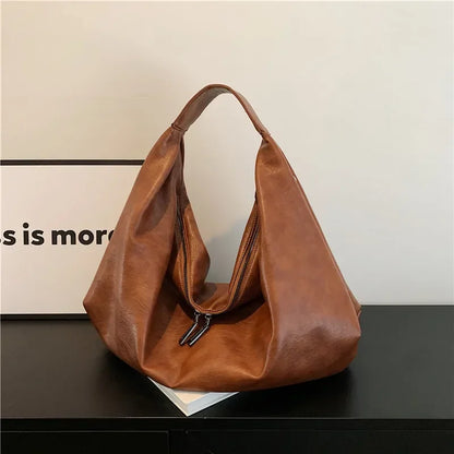 Big Black Shoulder Bags for Women Large Hobo Shopper Bag Solid Color Quality Soft Leather Crossbody Handbag Lady Travel Tote Bag