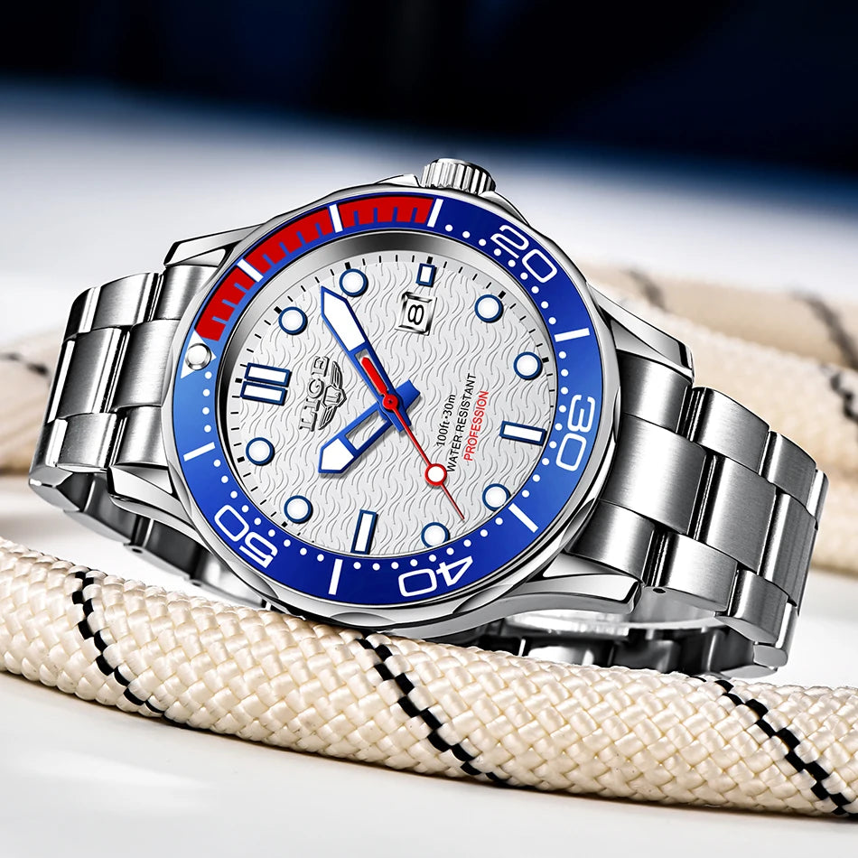 2025 LIGE New Business Mens Watches Top Brand Luxury Dive Watch For Men Waterproof Date Clock Sport Watch Relogio Masculino+Box