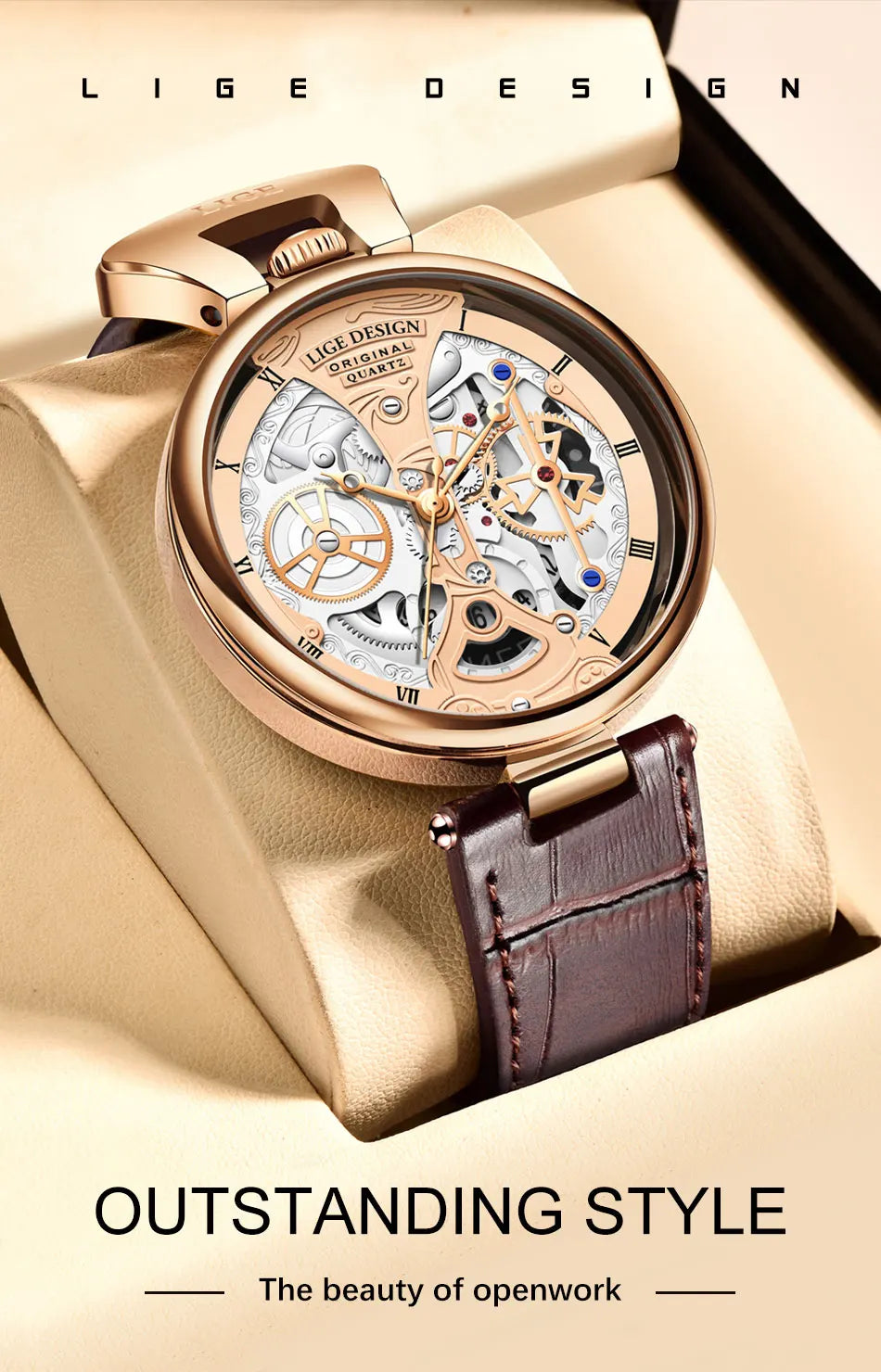 2025 LIGE Men Watches Top Brand Luxury Brown Leather Chronograph Sport Watch For Men Fashion Date Waterproof Clock Reloj Hombre