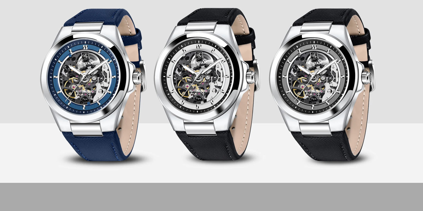 BENMYAR 2024 new BY-520742mm hollow luminous dial 50 meter waterproof fashionable luxury men's mechanical watch