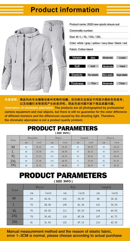 Men's sportswear set for spring and autumn 2025: sporty casual jacket + sport pants, jogging fashion and stylish sport outfit