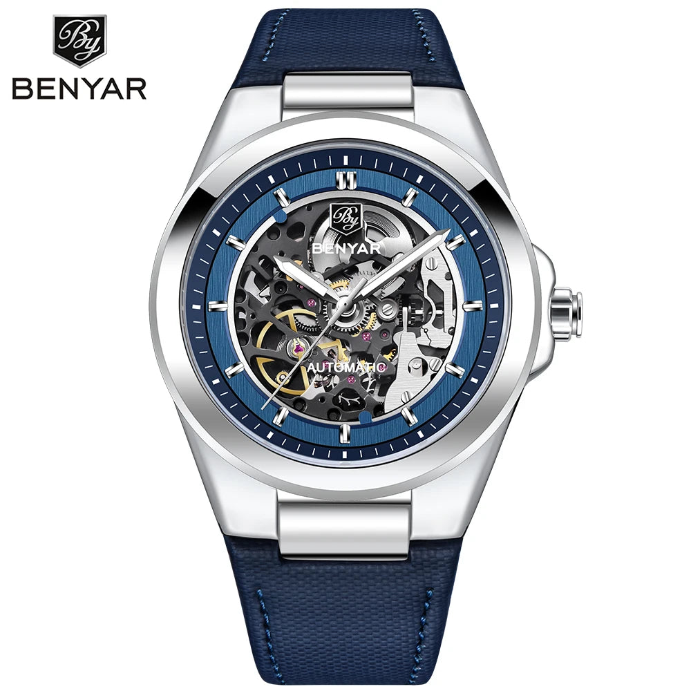 BENMYAR 2024 new BY-520742mm hollow luminous dial 50 meter waterproof fashionable luxury men's mechanical watch