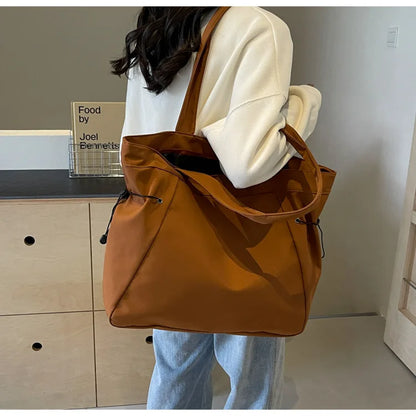 Casual Fashion Large Capacity Tote Bag Simple Travel Bag Women Large Shoulder Bag Aesthetic Handbags Drawstring Tote Handbag