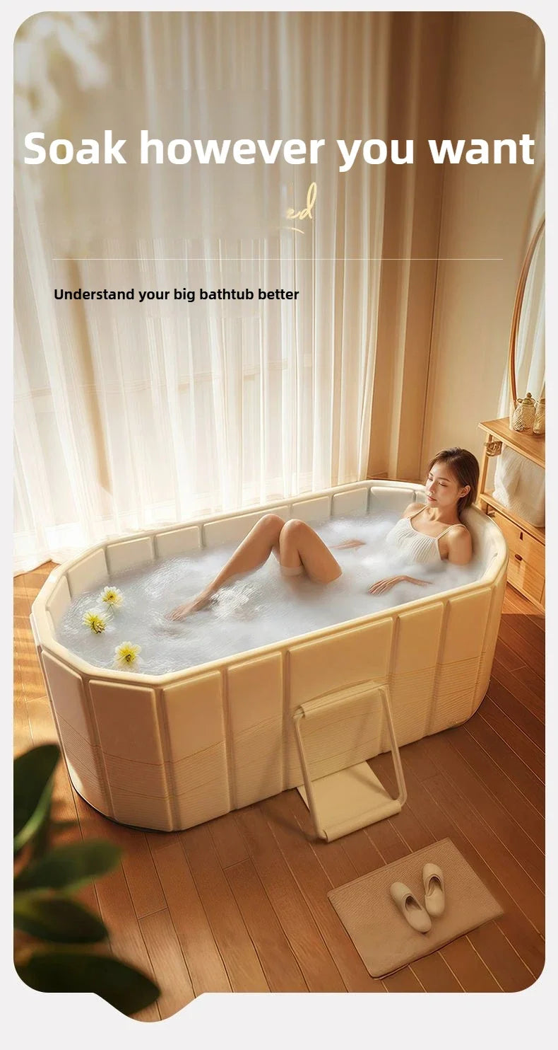 Folding Adult & Kids Bath Bucket | Portable Full-Body Bathtub for Home, Family & Couples