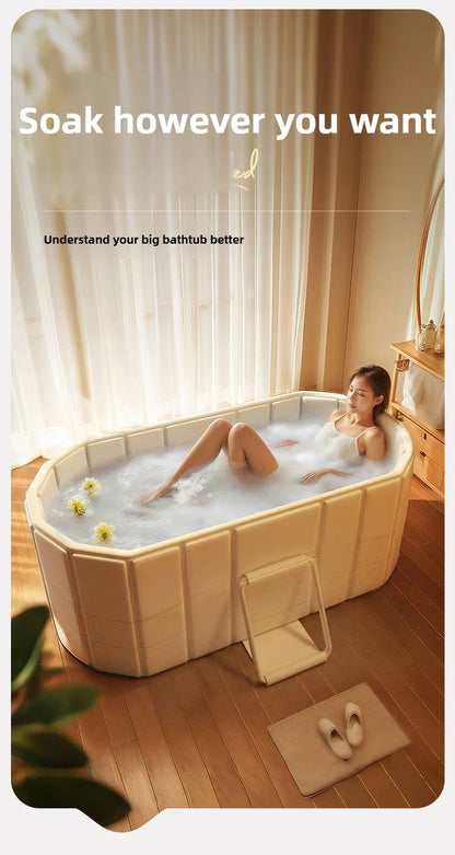 Folding Adult & Kids Bath Bucket | Portable Full-Body Bathtub for Home, Family & Couples