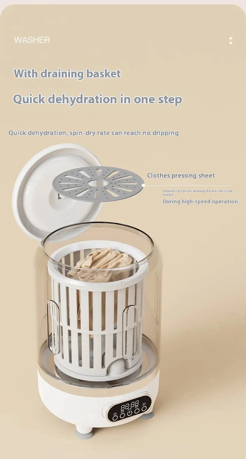 Mini Dual-Tub Washing Machine Portable Washer For Underwear/Socks 3L Capacity Blue Light Sterilization Easy Drain