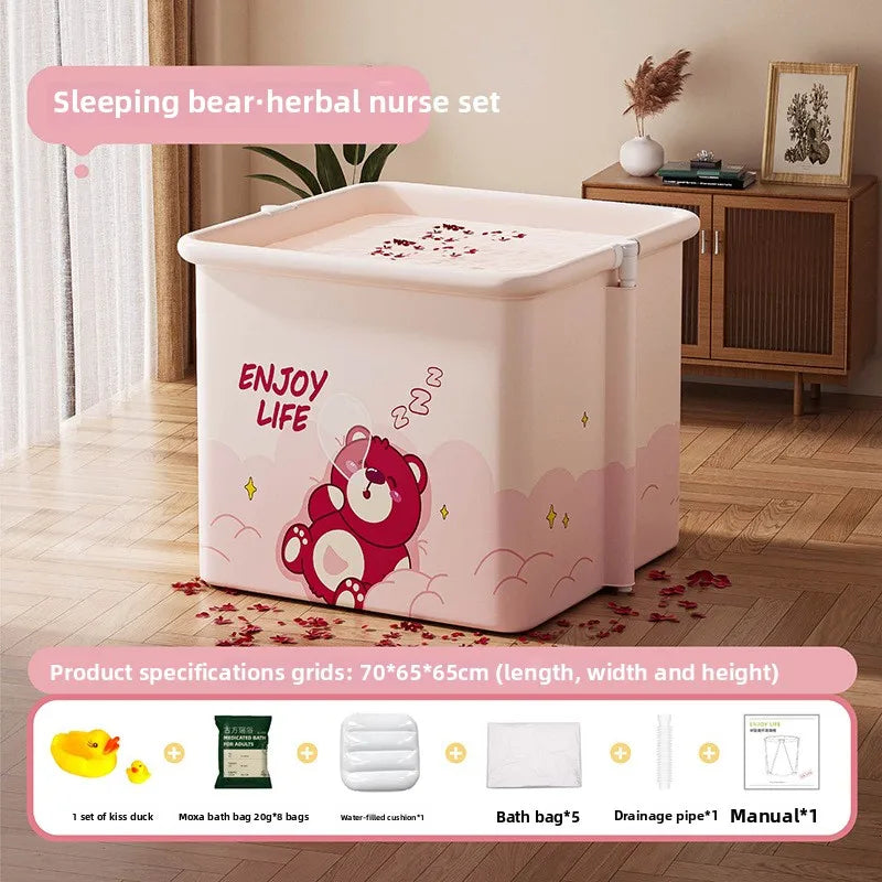 Household Children's Bath Bucket Adult Home Life Double Foldable Bath Bucket Thickened Free Installation Bathtub