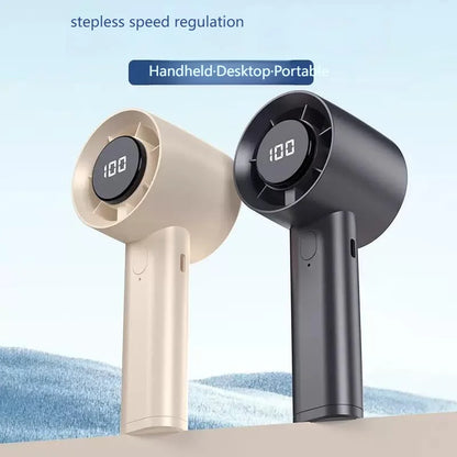 Portable Mini Handheld Fan with LED Display Semiconductor Refrigeration 100 Speeds USB Rechargeable Battery Outdoor Fan