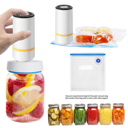 Universal Mason Jar Vacuum Sealer Kit | BPA-Free Food Preservation & Storage Machine for Wide-Mouth Jars