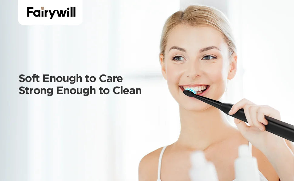 Fairywill FW-507 Electric Sonic Toothbrush | USB Rechargeable Waterproof Toothbrush with Replacement Heads for Adults