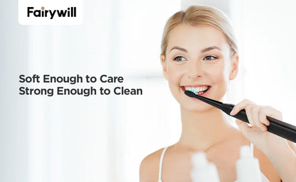 Fairywill FW-507 Electric Sonic Toothbrush | USB Rechargeable Waterproof Toothbrush with Replacement Heads for Adults