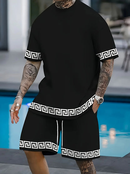 Summer 2025 new men's suit 3D printed men's short sleeves and shorts set Summer casual daily men's T-shirt Outdoor casual fashio
