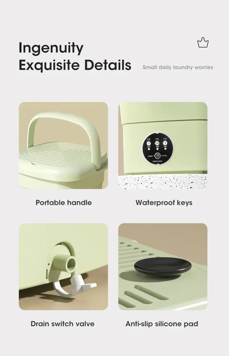 Mini Folding Washing Machine with Spin Dryer | Portable Laundry Washer for Underwear, Socks & Baby Clothes – Compact & Powerful