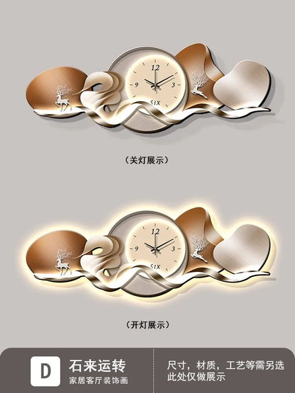 Luxury Art Mural Wall Clock | Silent Minimalist Nordic Design Clock for Home, Living Room & Restaurant Decor