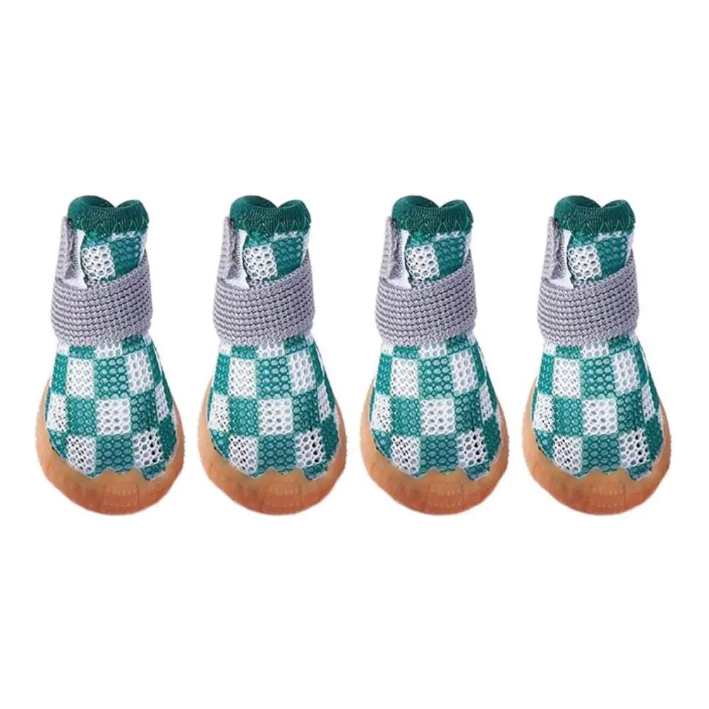 4PCS Breathable Mesh Dog Shoes | Soft Anti-Skid & Wear-Resistant Puppy Boots for Outdoor Protection