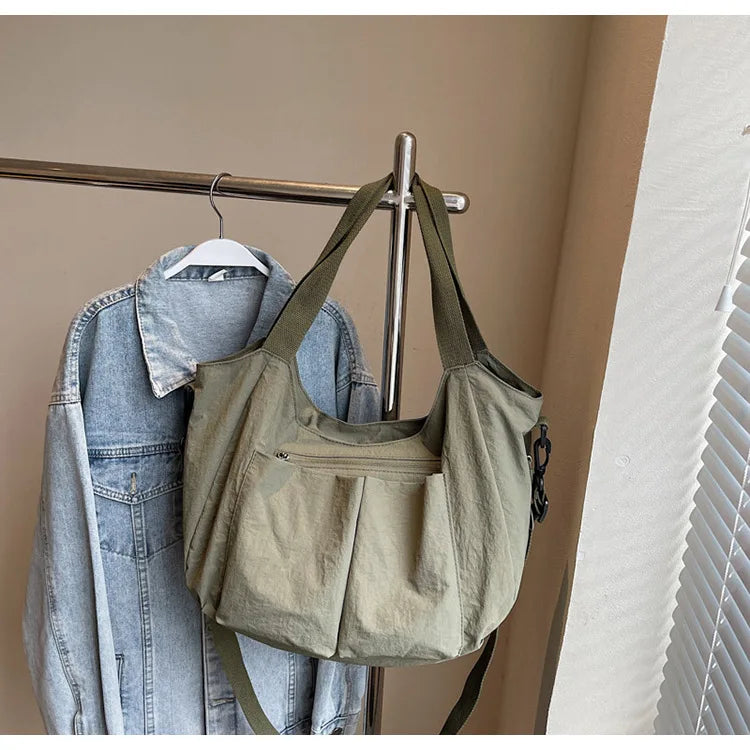 Summer New Large Capacity Crossbody Bag Nylon Fashionable Single Shoulder Handbag Women's Casual Tote Bag