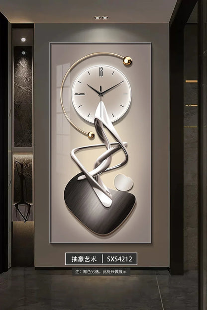 Modern Abstract Wall Clock | Silent Digital Hanging Clock for Living Room, Entrance & Corridor Wall Decoration
