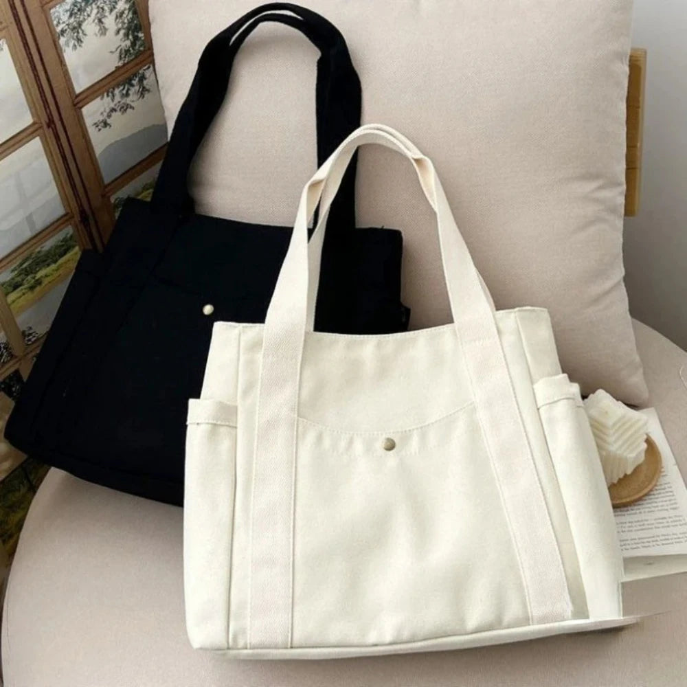 Large Capacity Canvas Tote Bags for Work Commuting Shopping Women Carrying Bag College Style Student Outfit Book Shoulder Bags