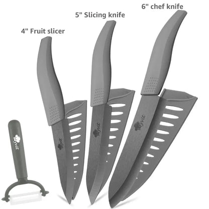 Ceramic Fruit Knife for Kitchen 3 4 5 6 inch Chef Knife with Sheath Utility Slicing Cooking Tool for Vegetable Rustproof Zirconi