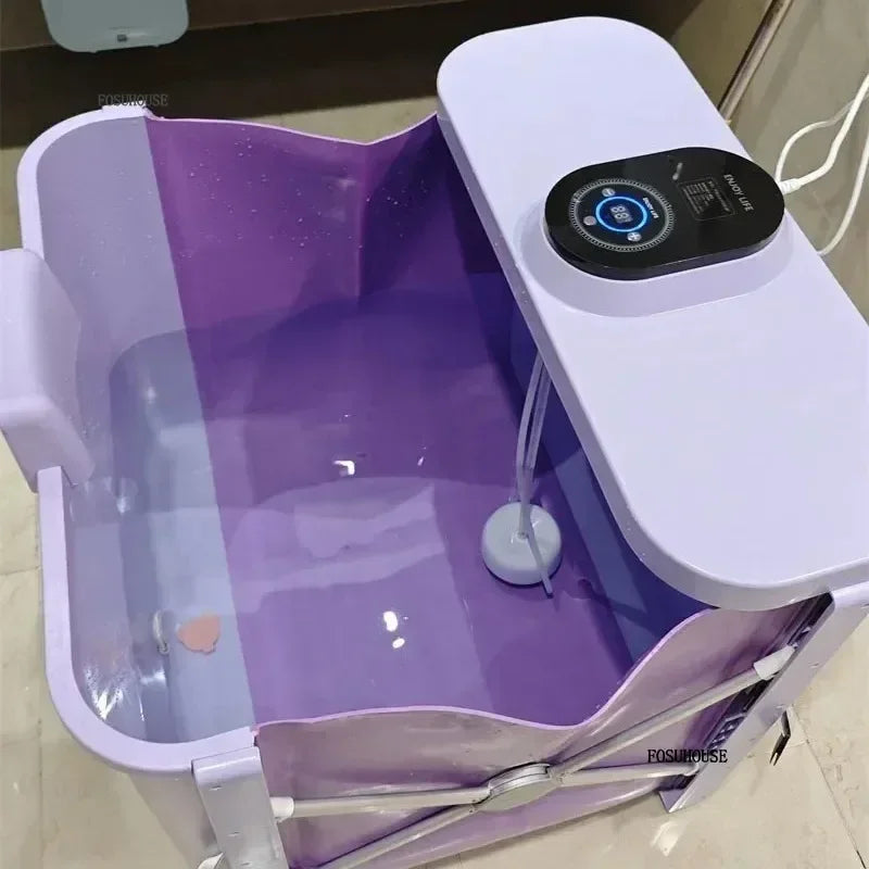 Villa Automatic Heating Folding Bath Bucket Full Body Sweat Steam Bath Barrel Constant Temperature Thickening Portable Bathtub H