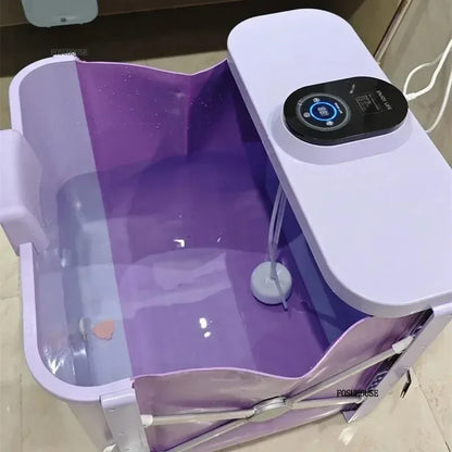 Villa Automatic Heating Folding Bath Bucket Full Body Sweat Steam Bath Barrel Constant Temperature Thickening Portable Bathtub H