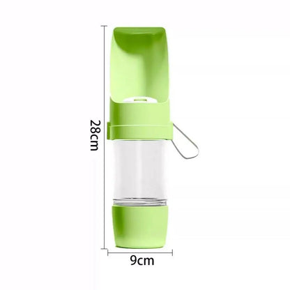 Portable Pet Water Bottle with Food Storage | Travel Feeder Bowl for Dogs & Cats – Leak-Proof Outdoor Design