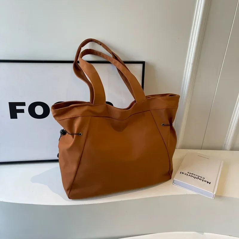 Casual Fashion Large Capacity Tote Bag Simple Travel Bag Women Large Shoulder Bag Aesthetic Handbags Drawstring Tote Handbag
