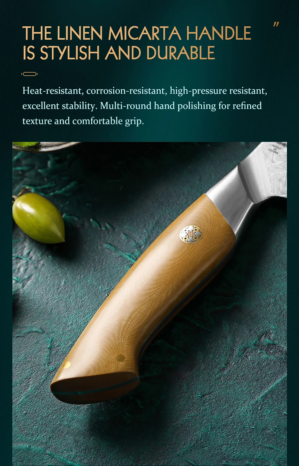 HEZHEN 7.3 Inch Fillet Knife 10Cr15CoMoV Steel Core Damascus Steel Kitchen Knife Cooking Cutlery Kitchen Tools Filleting Knife