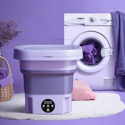 8L Portable Folding Washing Machine | Fully Automatic Mini Laundry Washer for Underwear, Baby Clothes & Dorm Use