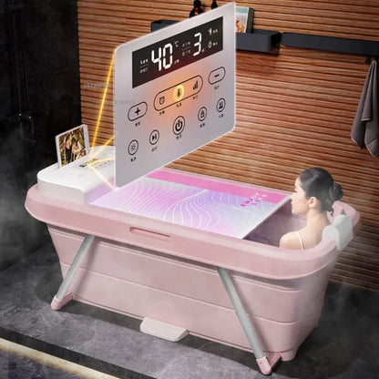 Folding Intelligent Bathtubs Adult Bath Bucket Household Full-body Sweat Steam Sauna Spa Dual-use Thickened Plastic Bath Barrel