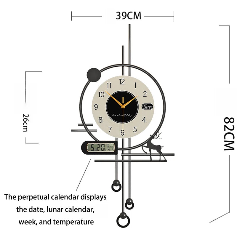 Minimalist Luxury Wall Clock | Silent Modern Calendar Clock for Living Room & Home Decoration Accessories