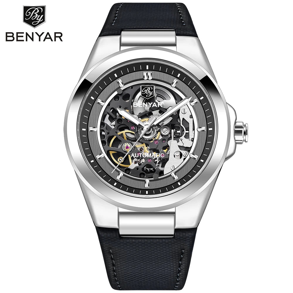 BENMYAR 2024 new BY-520742mm hollow luminous dial 50 meter waterproof fashionable luxury men's mechanical watch