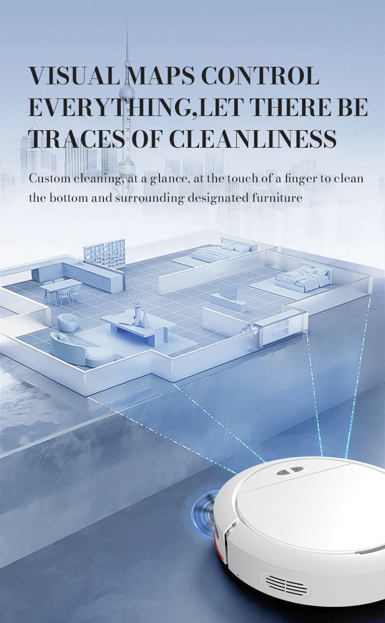 Intelligent Sweeping Robot Large Water Tank Mobile App Remote Control Planning And Cleaning Line Low Noise 2000 Pa Large Suction