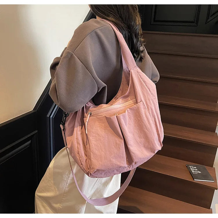 Summer New Large Capacity Crossbody Bag Nylon Fashionable Single Shoulder Handbag Women's Casual Tote Bag