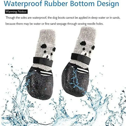 Autumn & Winter Pet Socks | Waterproof Non-Slip Knitted Dog & Cat Shoes – Warm Rubber Paw Protectors for Rain & Snow