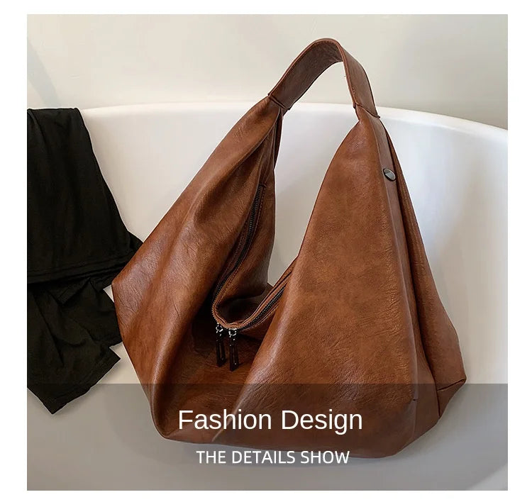 Big Black Shoulder Bags for Women Large Hobo Shopper Bag Solid Color Quality Soft Leather Crossbody Handbag Lady Travel Tote Bag